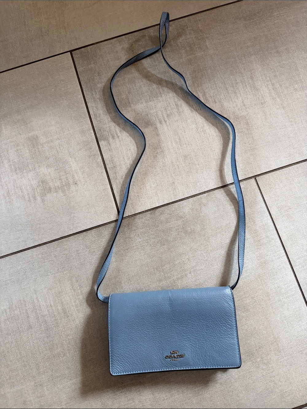 Coach Pebbled Leather Crossbody in Blue - Picture 1 of 6
